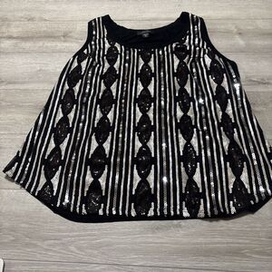 Karen Kane Women's Plus Size 2X Lined Sequin Tank Dressy Black Bronze Gatsby